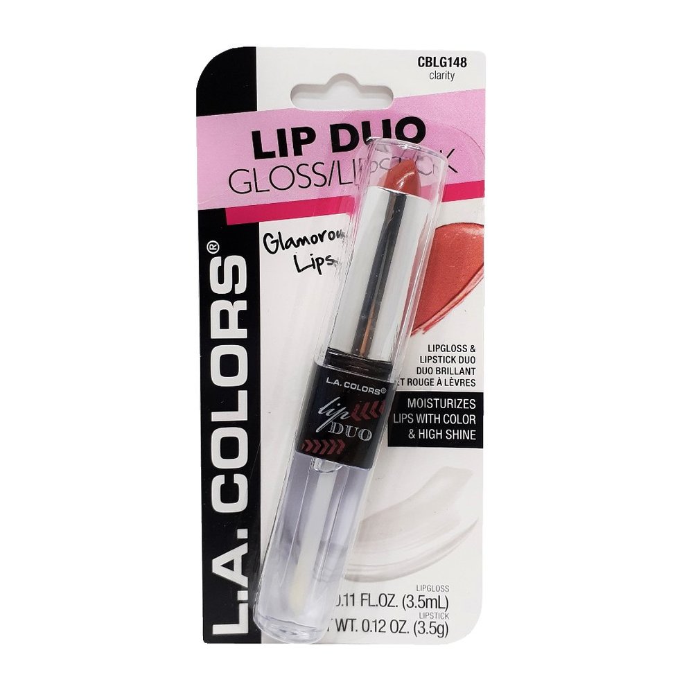 L A COLORS LIPSTICK & LIP GLOSS DUO RED CLARITY